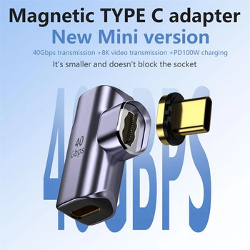 NOHON USB4.0 Magnetic Type C Adapter Elbow 40Gbps 8K@60Hz 100W Fast Charging USB C Converter Magnet Connector
