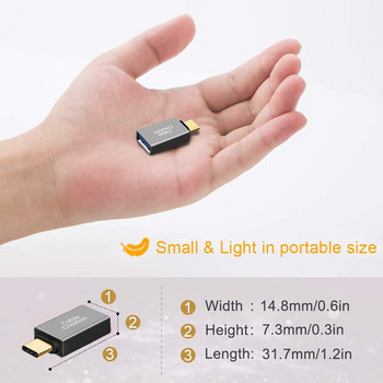 Προσαρμογέας USB Type C Small Mini μαύρο USB C Male σε USB 3.0 A Female Λειτουργία OTG Συμβατό με MacBook/Pro ChromeBook Pixel