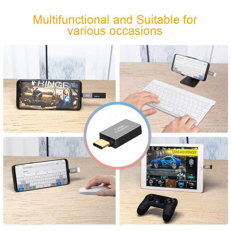 C tipo USB adapteris Mažas mini juodas USB C kištukas su USB 3.0 A moteriška OTG funkcija, suderinama su MacBook / Pro ChromeBook Pixel