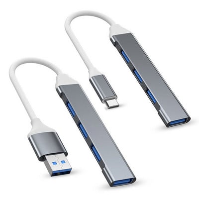 C tipa USB HUB USB3.1 Multi 4 ports 4 in 1 alumīnija sakausējuma sadalītāja adapteris OTG Samsung Macbook Pro Air datora piezīmjdatoram