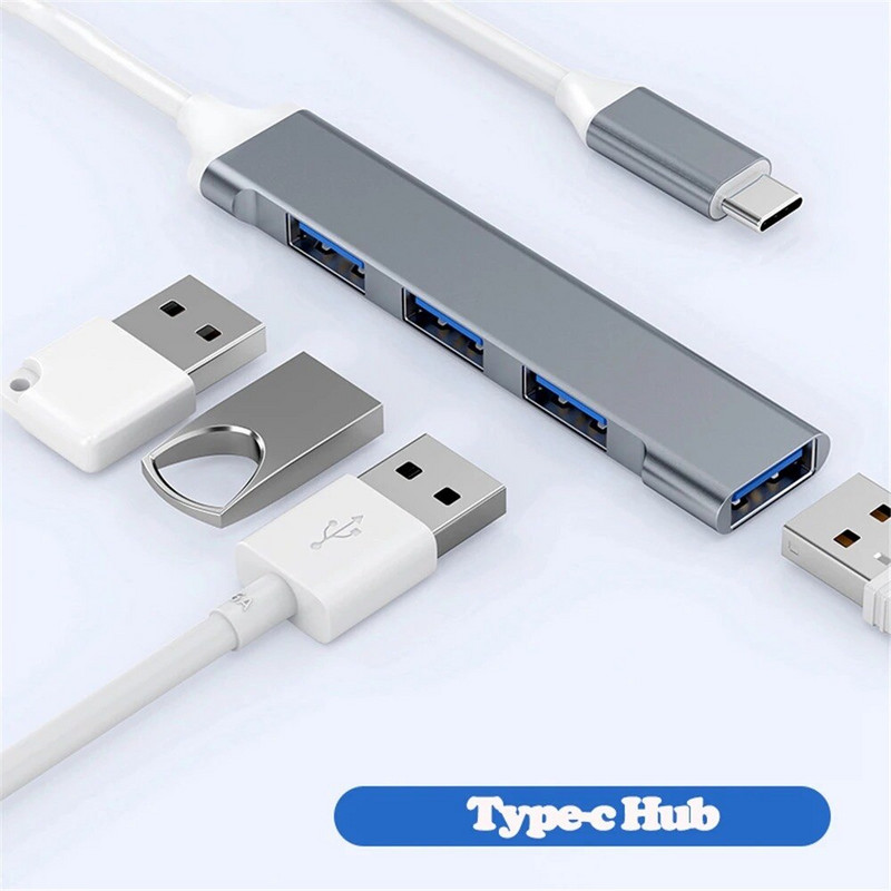 USB Type C HUB USB3.1 Multi 4 Port 4 in 1 Adapter razdjelnika od aluminijske legure OTG za Samsung Macbook Pro Air PC prijenosno računalo