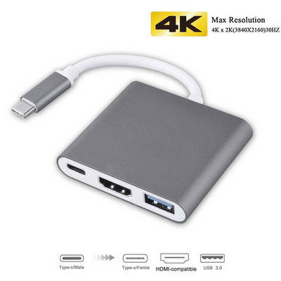 „Thunderbolt 3“ adapteris USB tipo C šakotuvas Su HDMI suderinamas 4K palaikymas „Samsung Dex“ režimo USB-C dokas su PD, skirtas „MacBook Pro“ / „Air 2021“