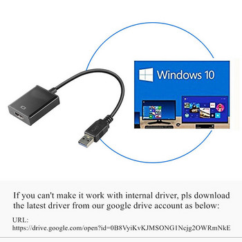 USB 3.0 към Vga аудио видео адаптер конвертор кабел за Windows 7/8/10 PC 1080P