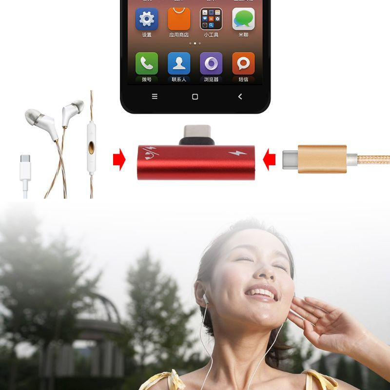 Conector tip C Adaptor de încărcare USB-C mascul la Convertor dublu tip C femelă pentru căști mufă audio pentru căști