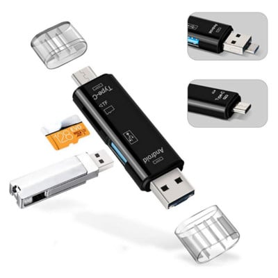 5 az 1-ben többfunkciós USB 2.0 C/Usb/Micro Usb/Tf/SD memóriakártya-olvasó OTG kártyaolvasó adapter mobiltelefon-tartozékok