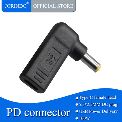 JORINDO Usb 3.1 típusú c anya-egyenáramú 5,5*2,5 mm-es apa hálózati adapter átalakító Lenovo hordozható, Pd100w gyorstöltő átalakítóhoz
