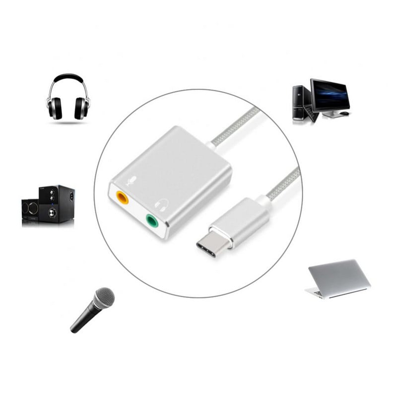 Placă de sunet USB de tip C externă 7.1 pentru Macbook Pro Air USB C 3,5 mm Mufă audio Adaptor microfon pentru căști Placă de sunet USB-C