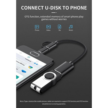 2 σε 1 Καλώδιο προσαρμογέα USB 3.0 OTG Type-C Μετατροπέας διασύνδεσης Micro-USB σε USB 3.0 για Καλωδιακή γραμμή φόρτισης κινητού τηλεφώνου