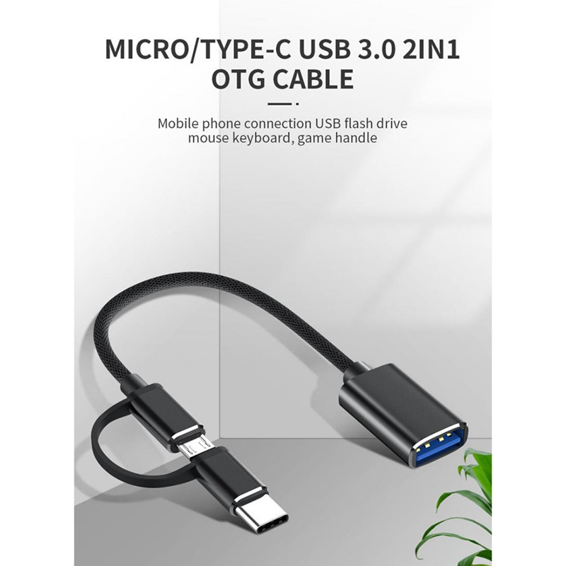 2 az 1-ben USB 3.0 OTG adapterkábel C típusú Micro-USB-USB 3.0 interfész átalakító mobiltelefon töltőkábelhez