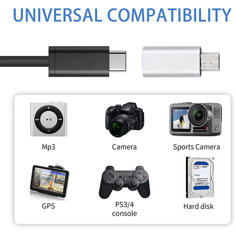 USB C na mini USB 2.0 adapter tip C ženski na mini USB muški adapter za pretvaranje za GoPro MP3 playere Dash Cam Razvetvitelʹ