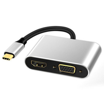 USB C към HDMI-съвместим адаптерен кабел USB 3.1 Type-C към VGA HDMI 4K UHD Plug&play Преобразуващ кабел от алуминиева сплав