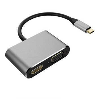 USB C към HDMI-съвместим адаптерен кабел USB 3.1 Type-C към VGA HDMI 4K UHD Plug&play Преобразуващ кабел от алуминиева сплав