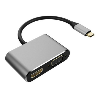 USB C към HDMI-съвместим адаптерен кабел USB 3.1 Type-C към VGA HDMI 4K UHD Plug&play Преобразуващ кабел от алуминиева сплав