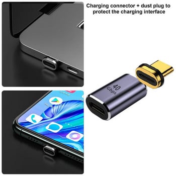 Μαγνητικός προσαρμογέας USB C Υποδοχή τύπου C PD 100W Μετατροπέας γρήγορης φόρτισης 40 Gbp/s Δεδομένα για συσκευή τύπου C Τηλέφωνο Tablet Laptop