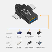 USB OTG adapteris 2 viename C tipo USB 3.0 MicroUSB OTG keitiklis didelės spartos perdavimo nešiojama jungtis, skirta telefono nešiojamam kompiuteriui Macbook