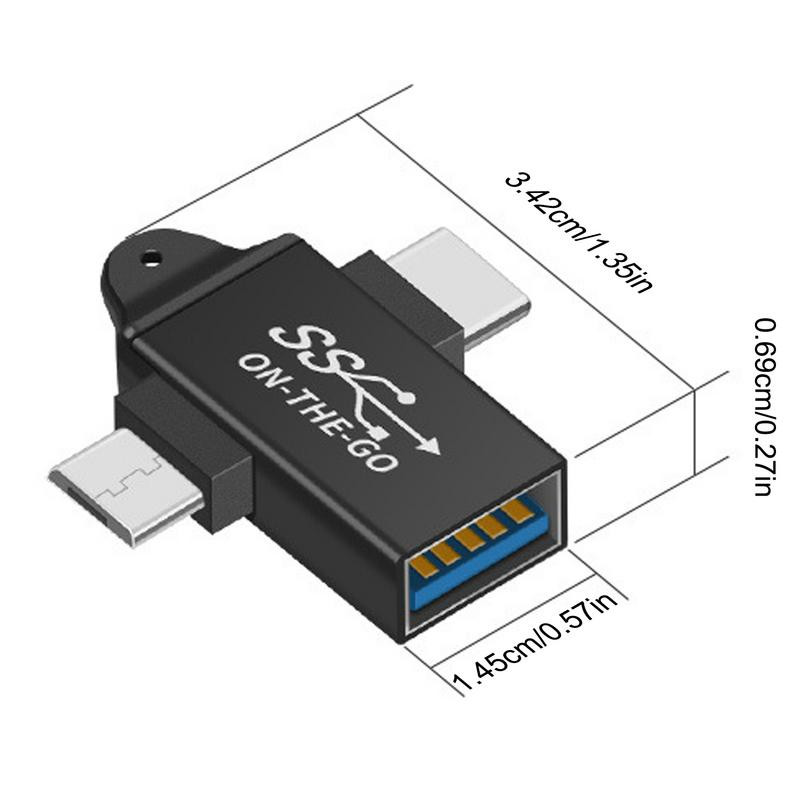 USB OTG adapteris 2 viename C tipo USB 3.0 MicroUSB OTG keitiklis didelės spartos perdavimo nešiojama jungtis, skirta telefono nešiojamam kompiuteriui Macbook