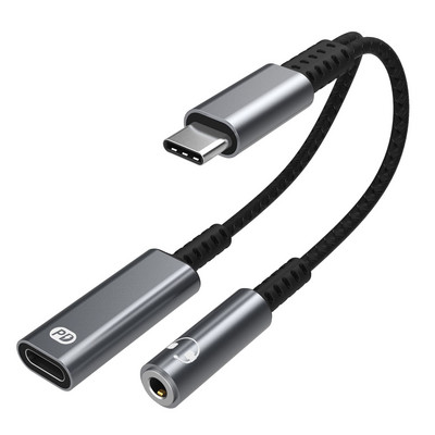 2 u 1 60 W PD kabel za brzo punjenje i tip C do 3,5 mm adapter za slušalice USB C Aux audio podatkovni kabel