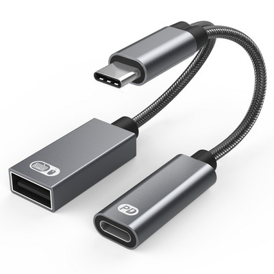 2 u 1 60 W PD kabel za brzo punjenje i tip C do 3,5 mm adapter za slušalice USB C Aux audio podatkovni kabel