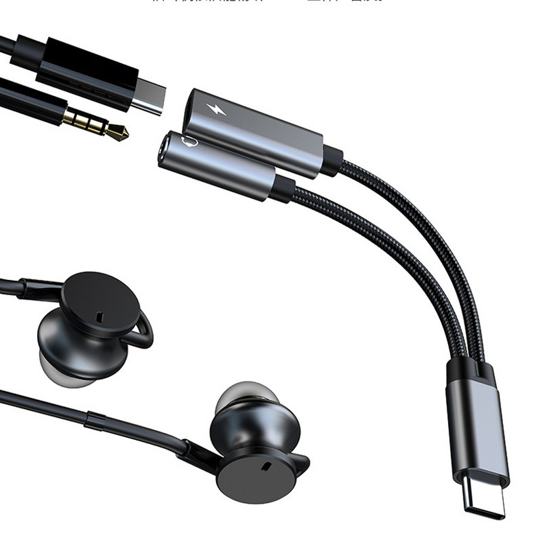 2 u 1 60 W PD kabel za brzo punjenje i tip C do 3,5 mm adapter za slušalice USB C Aux audio podatkovni kabel