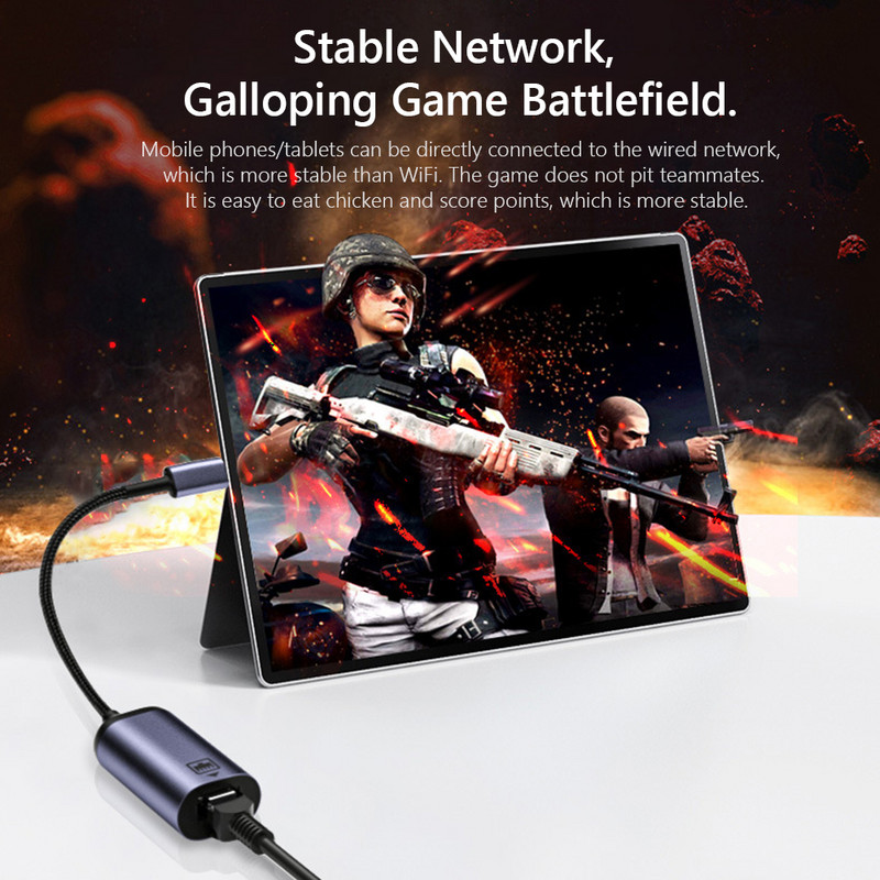 100 Mbps Type-C na RJ45 Ethernet mrežni adapter za prijenosno računalo, mobilni telefon