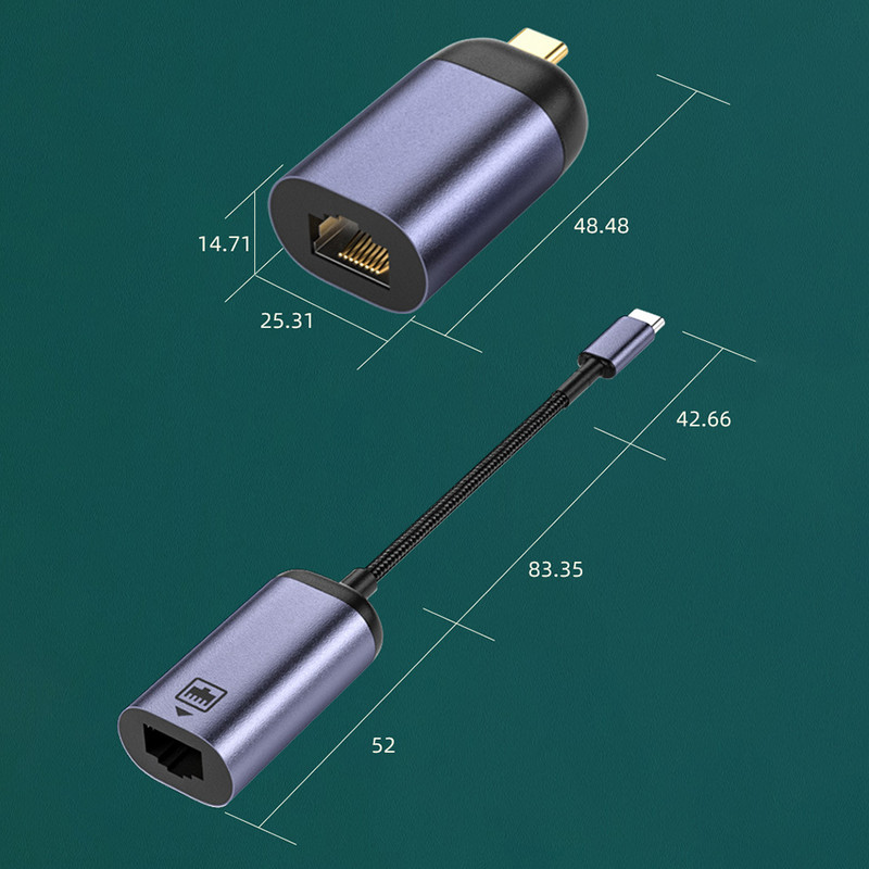 100 Mbps Type-C na RJ45 Ethernet mrežni adapter za prijenosno računalo, mobilni telefon