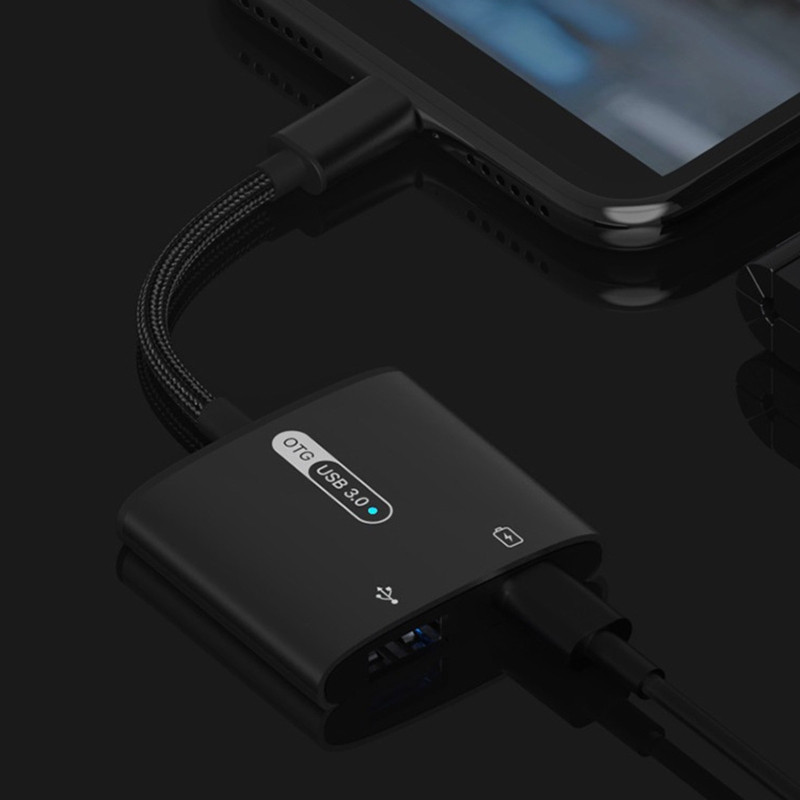 2 vienā Dual Type-C adapteris huawei Type-c tālruņa uzlādes lādētāja adapterim sadalītāja pārveidotājs PD 60W USB 3.0