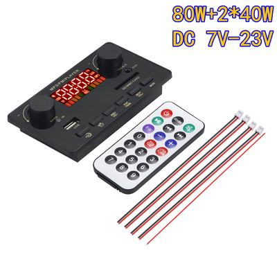 2 * 40 W võimendi Bluetooth 80 W bass MP3 mängija WAV dekoodri plaat 12 V auto FM raadio mooduli tugi äratuskell TF USB AUX salvestus