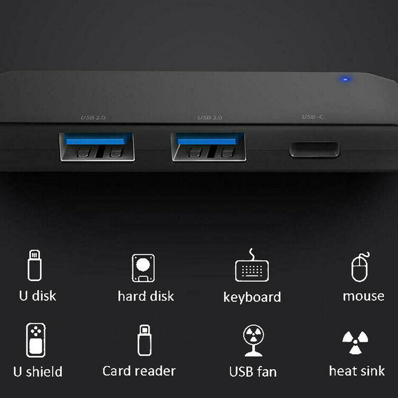 Prijenosni adapter USB-C 4K Hub Type-C na USB 2.0 s 1 muškim priključkom 4 ženska priključka DQ-Drop