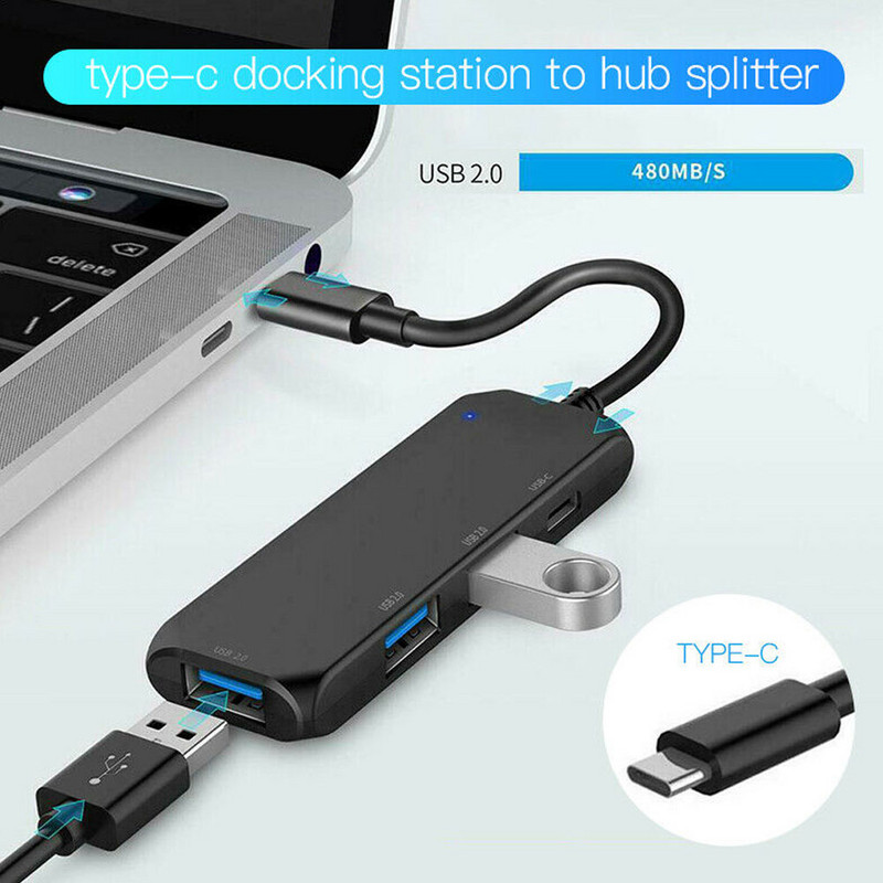Prijenosni adapter USB-C 4K Hub Type-C na USB 2.0 s 1 muškim priključkom 4 ženska priključka DQ-Drop