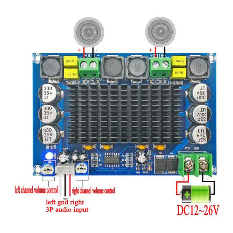 TPA3116 D2 120W x2 50W Dvokanalna ploča za digitalno audio glazbeno pojačalo velike snage, ploča za stereo pojačalo, ploča zvučnika XH-M543
