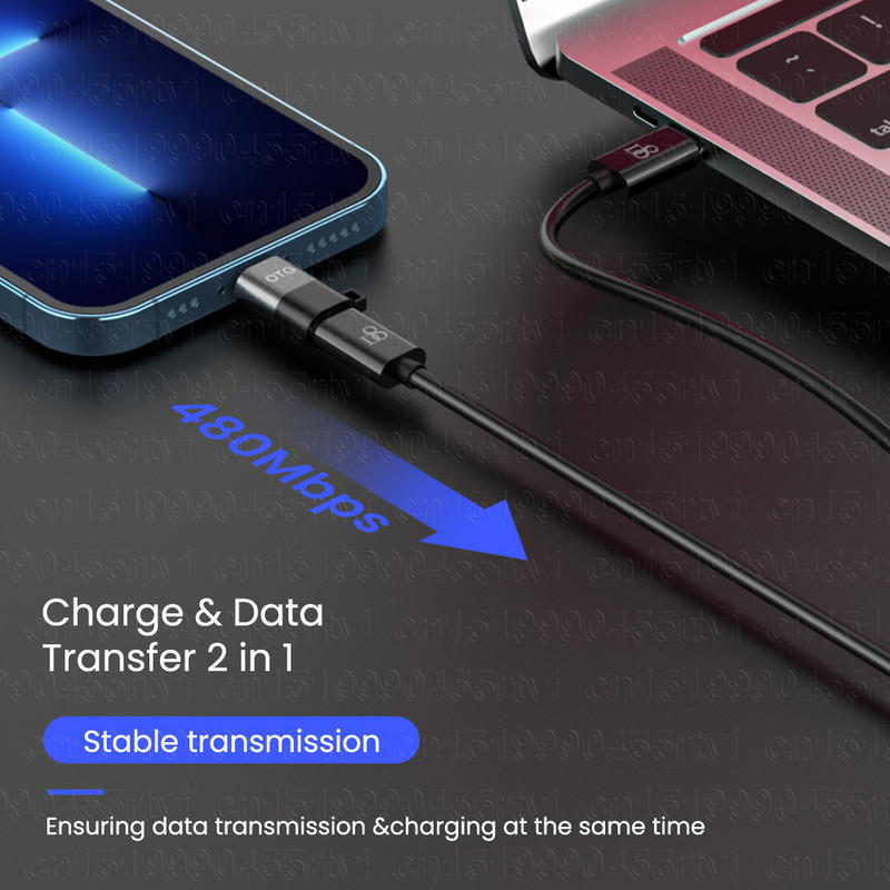 Adaptor USB tip C la 8-pini OTG pentru iPhone 14 13 12 11 Pro Max XR 2A Convertor cablu de date de încărcare rapidă pentru căști U Disk