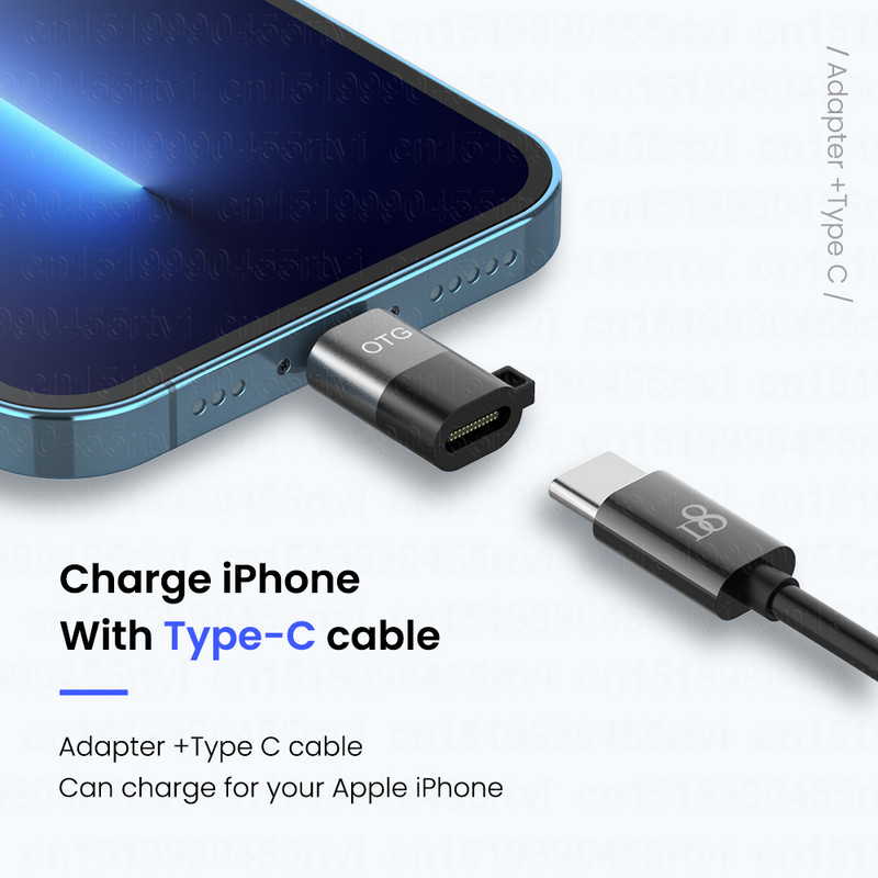 Adaptor USB tip C la 8-pini OTG pentru iPhone 14 13 12 11 Pro Max XR 2A Convertor cablu de date de încărcare rapidă pentru căști U Disk