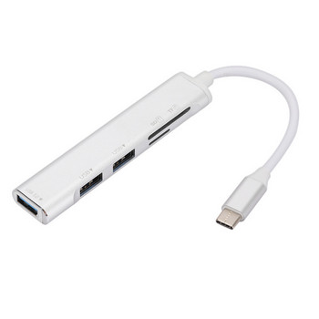 4-портов USB3.0 хъб, високоскоростен USB хъб, сплитер тип C, 5Gbps за компютърни аксесоари, многопортов хъб, USB 3.0 2.0 TF порт за SD карта
