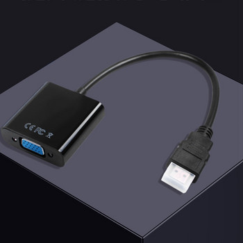 2X (надстроена версия) HDMI 1080P към VGA кабелен адаптер конвертор за PC лаптоп без захранване, Raspberry Pi - черен