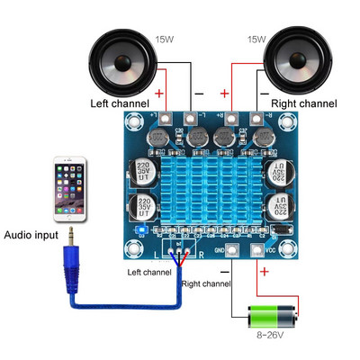 HD Digital Audio Power Amplifier Board MP3 Power Amplifier Module XH-A232 12v24v Sound Amplifier Board Dual Channel 30W