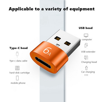2Pcs 6A Type C към USB 3.0 OTG адаптер USB C женски към USB мъжки конвертор за Macbook Samsung Xiaomi Huawei, сребристосив