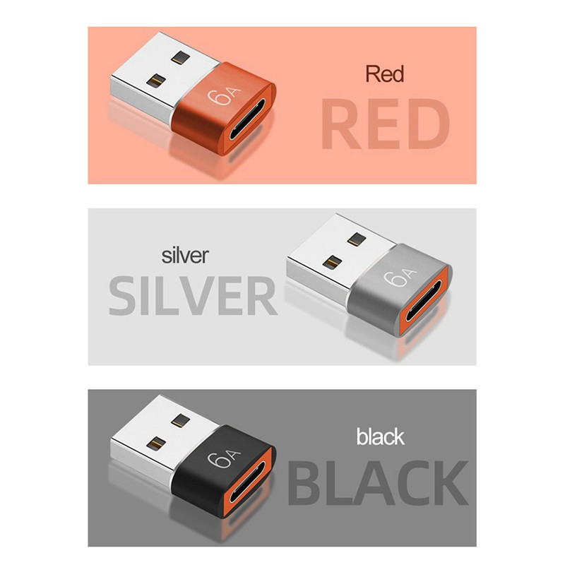 2 buc. 6A tip C la USB 3.0 OTG Adaptor USB C mamă la USB mascul Convertor pentru Macbook Samsung Xiaomi Huawei, gri argintiu