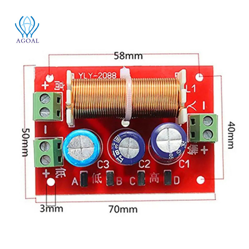 YLY-2088 dvostruki 2-smjerni 400W podešavanje frekvencijskog razdjelnika visokih/niskih tonova zvučnika audio crossover filtar