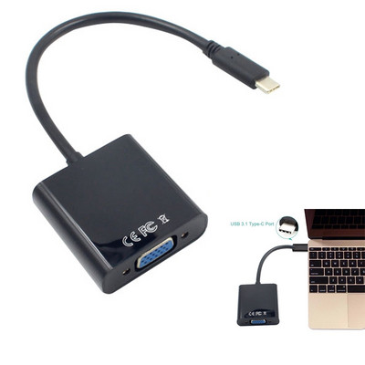 Botique-USB-C USB3.1 Type C Adapterio kabeliui VGA į VGA moterišką vaizdo perkėlimo keitiklis 1080P, skirtas 12 colių