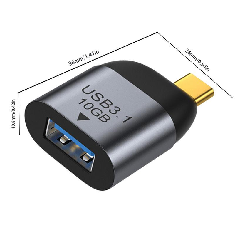 USB 3.1-C típusú konverter USB 3.1 GEN 2 kétoldalas adapter 10 Gbps, nagy sebességű alumínium konverter, kompatibilis a fülhallgatóval