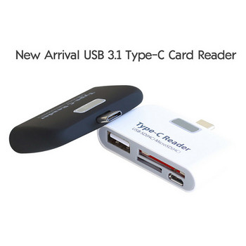 Четец на карти OTG Мултифункционален адаптер за карта с памет USB 3.1 Type C USB-C TF за MAC-book Телефон Таблет Четци на карти