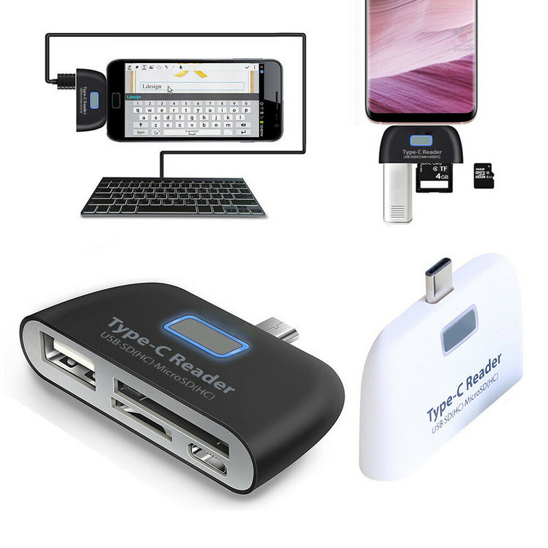 OTG čitač kartica, višenamjenski adapter za memorijske kartice, USB 3.1 tip C, USB-C TF za MAC-book, telefon, tablet, čitači kartica