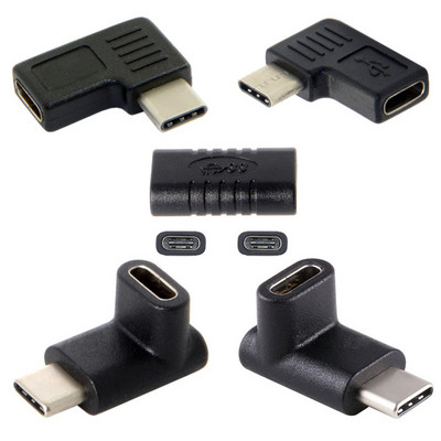 Висококачествен лакътен черен USB 3.1 Type-C мъжки към женски удължителен преобразувател за зареждане и предаване на OTG данни
