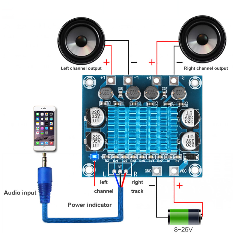 12V-24V TPA3110 30W+30W XH-A232 Clasa D HD Digital Audio Placă de circuite de amplificare a puterii Modul amplificator stereo Mp3 Canal dublu