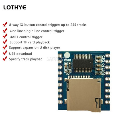 Mini MP3 lejátszó modul + hangvezérlő pajzs Audio hangtábla támogatás SD kártya TF kártya V17B V17D számára