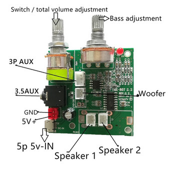 Дизайн 2.1 платка за усилвател на мощност Многофункционална платка за усилвател на мощност 5V20W аудио усилвател
