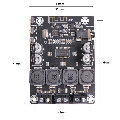 2x5W15W/50W Bluetooth-съвместим усилвател на мощност 90DB аудио стерео безжичен музикален плейър звукова карта AMP платка