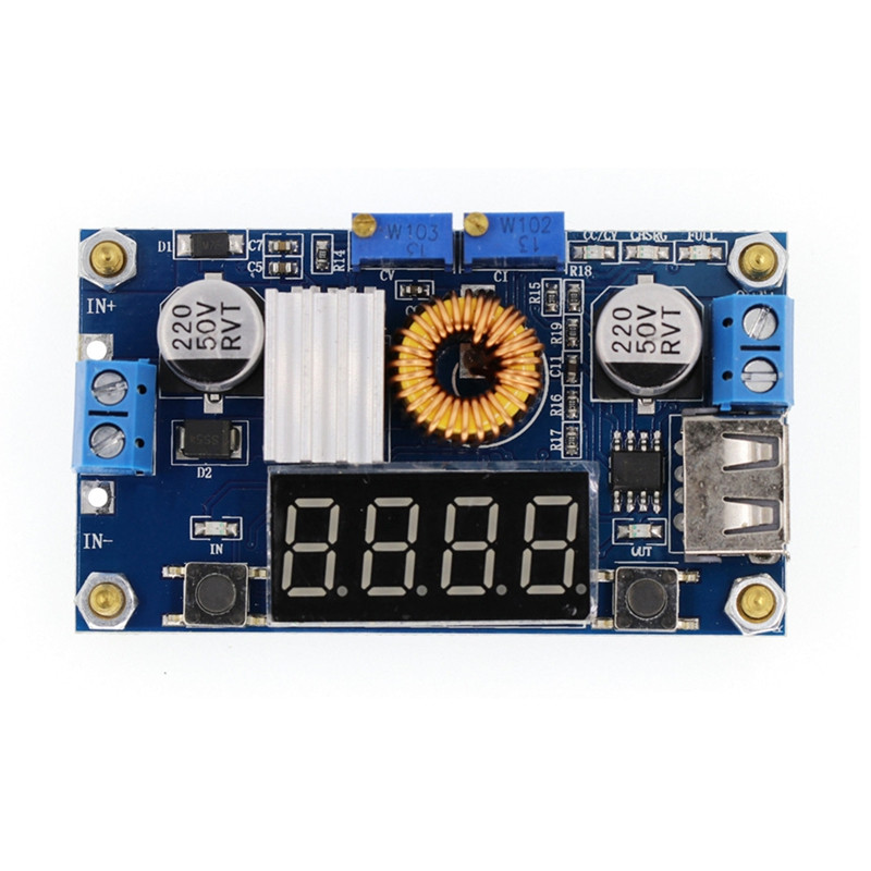 5A állandó feszültségű áramú DC-DC Buck tápmodul feszültségáram-kijelzővel, állítható teljesítményszabályozó kártyával