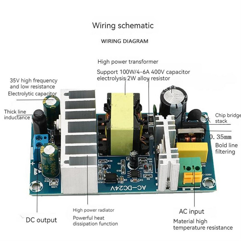 1 tk 100w 24v lülitustoiteplaat AC-dc suure võimsusega toitemooduli tahvli lüliti isetegemise komplekt nutika kodu jaoks