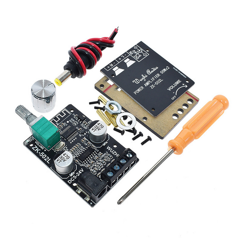 ZK-502L MINI Bluetooth 5.0 DC 5-24V vezeték nélküli audio digitális végerősítő sztereó kártya 50Wx2 Bluetooth erősítő erősítő